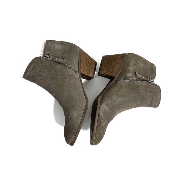 Frye Women’s Size 9 M Taupe Judith Zip Suede Leather Stacked Heel Bootie Boots - Picture 6 of 10